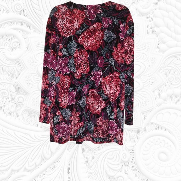 Chico's (Size 2) Floral Faux Wrap Top - Picture 3 of 3